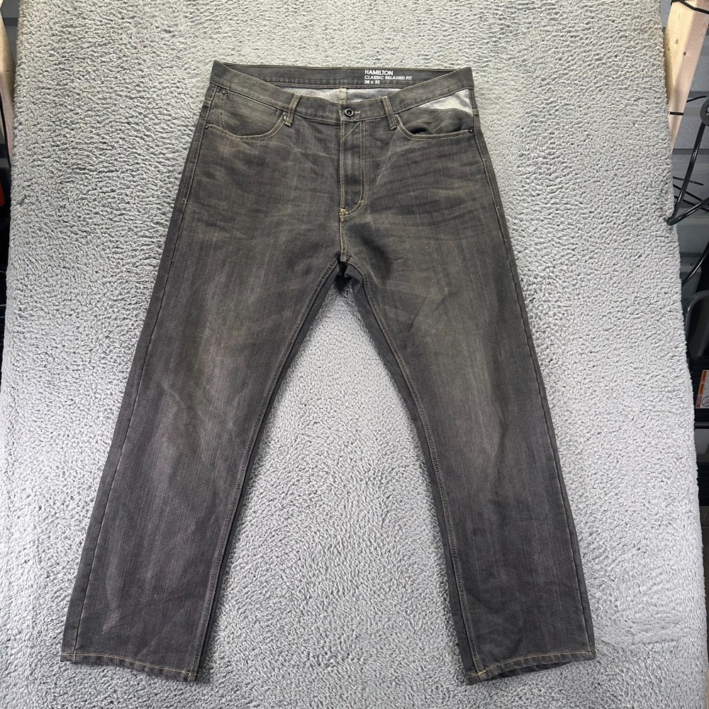 Sean John Hamilton Jeans Mens 38x32 Gray Denim Straight Relaxed Faded Workwear